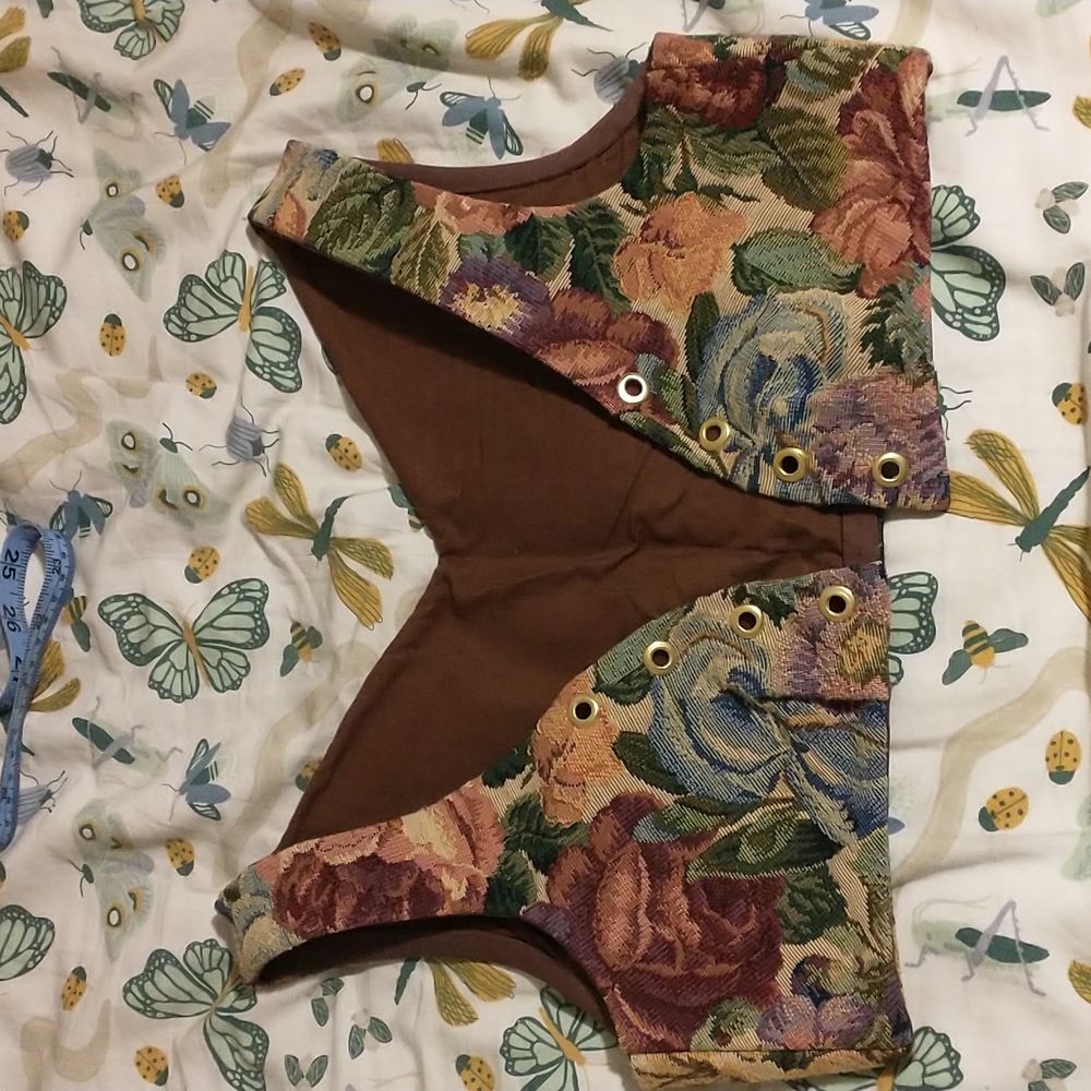 Tapestry corset, lace up crop top